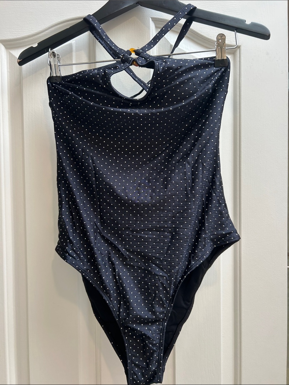 Cupshe Navy Polka Dot One-Piece Swimsuit with Crisscross Back